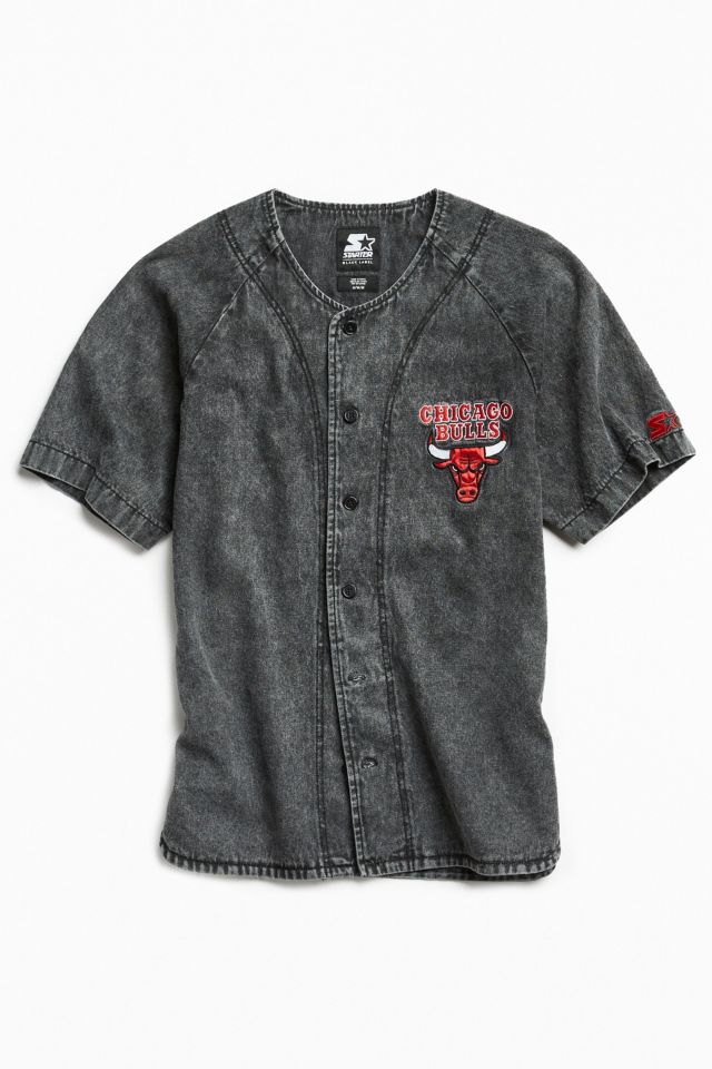 Starter Black Label + UO NBA Chicago Bulls Denim Baseball Shirt #1