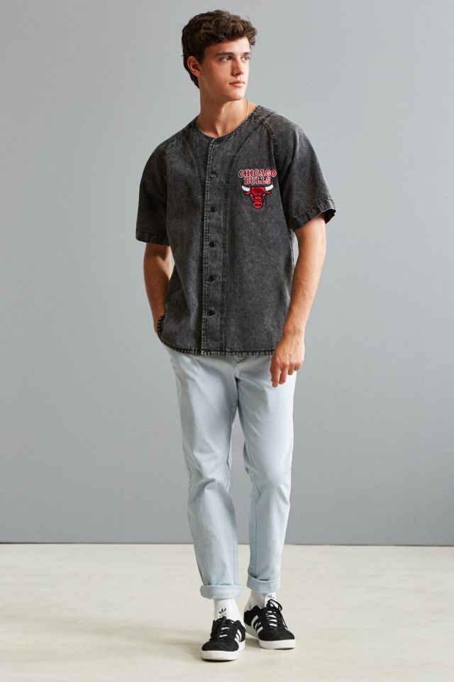 Starter Black Label + UO NBA Chicago Bulls Denim Baseball Shirt #5