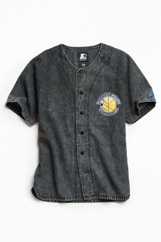 Golden State Warriors Starter Denim Baseball Jersey - Depop