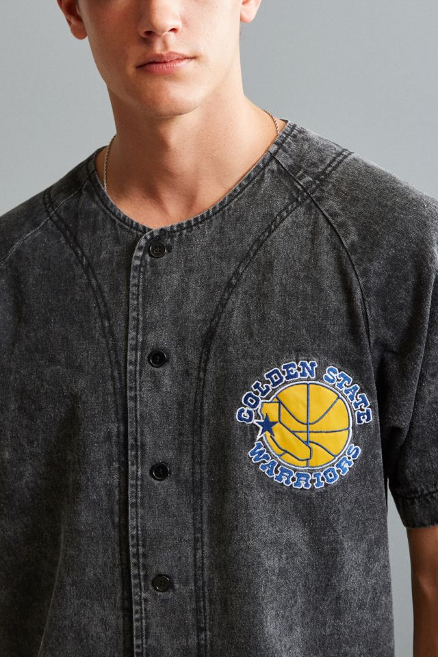 Golden State Warriors Starter Denim Baseball Jersey - Depop