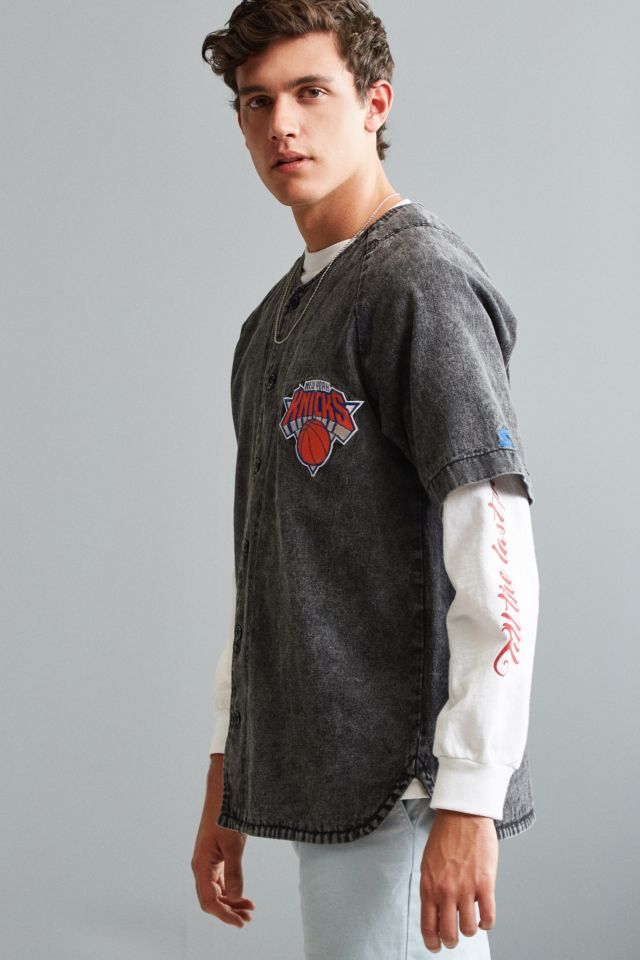 Chemise de baseball en denim des Knicks de New York de la NBA Starter Black Label et UO #3