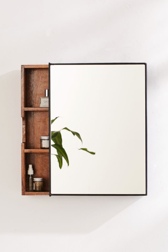 Full Length Mirror with Sliding Storage Cabinet