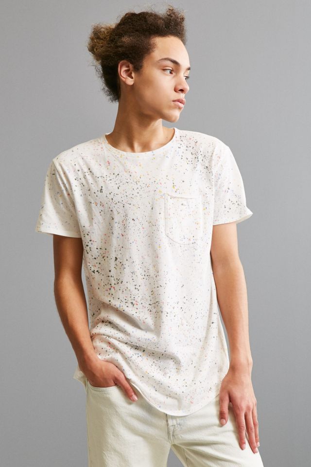 Splatter Dye Long Loose Scoopneck Tee #1
