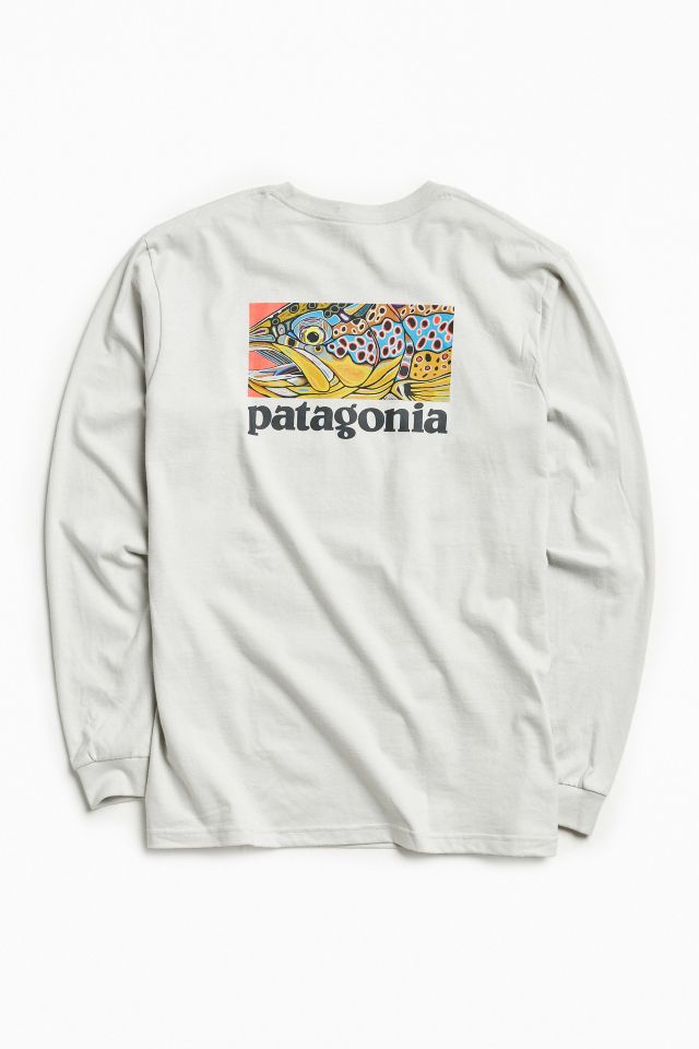 ハワイpatagonia long sleeve trout graphic tee