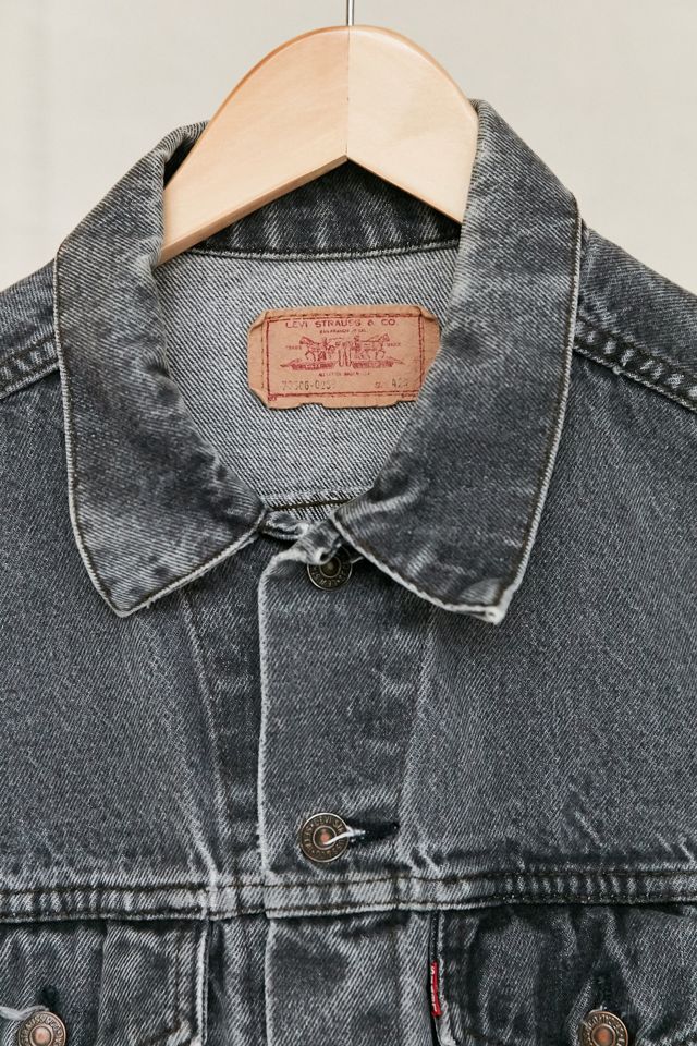 Vintage Levi's Washed Black Denim Trucker Jacket #1