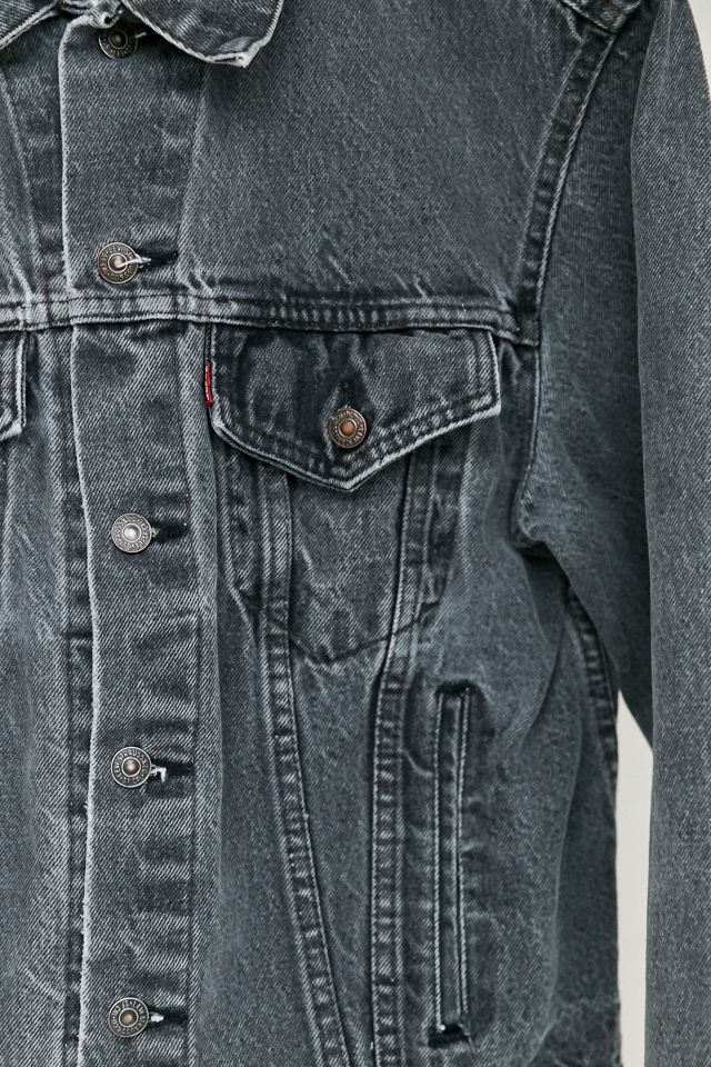 Vintage Levi's Washed Black Denim Trucker Jacket #3