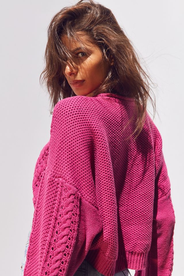 BDG Slouchy High/Low Cable Knit Sweater #5