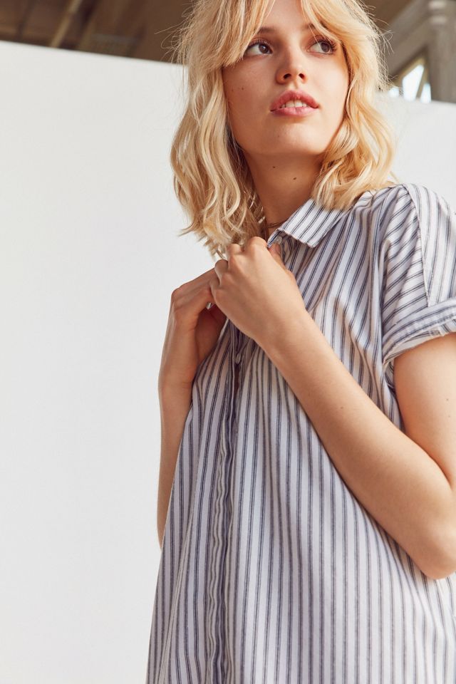 Ecote Yarn Dyed Button-Down Shirt Dress #4