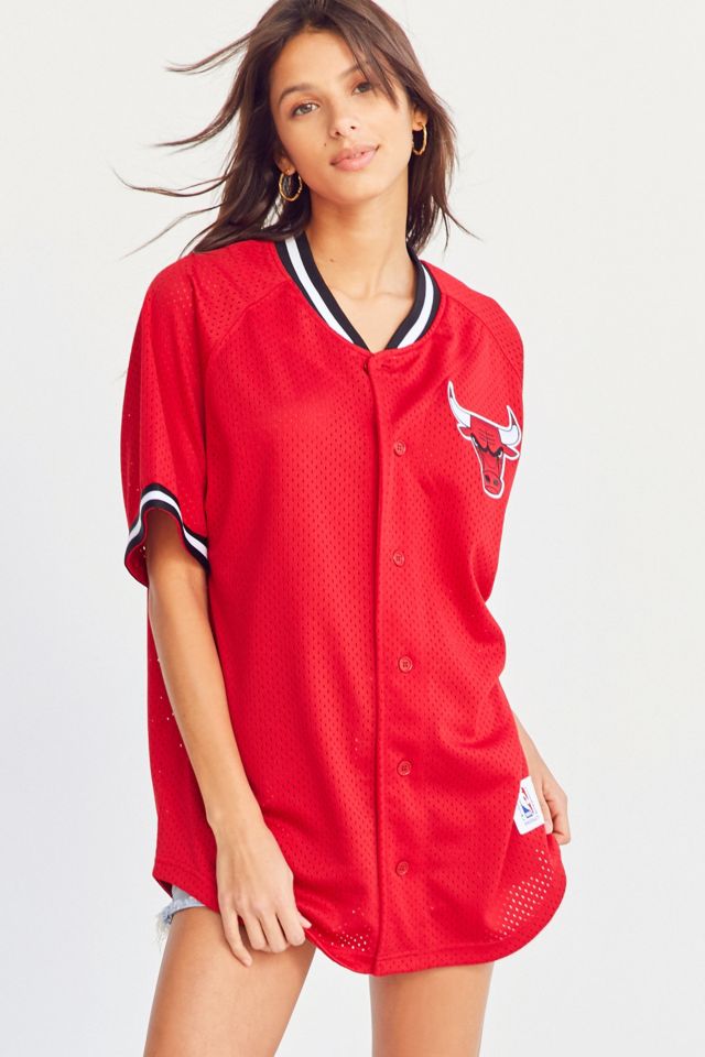 Maillot professionnel en maille boutonné à l'avant Mitchell & Ness #1
