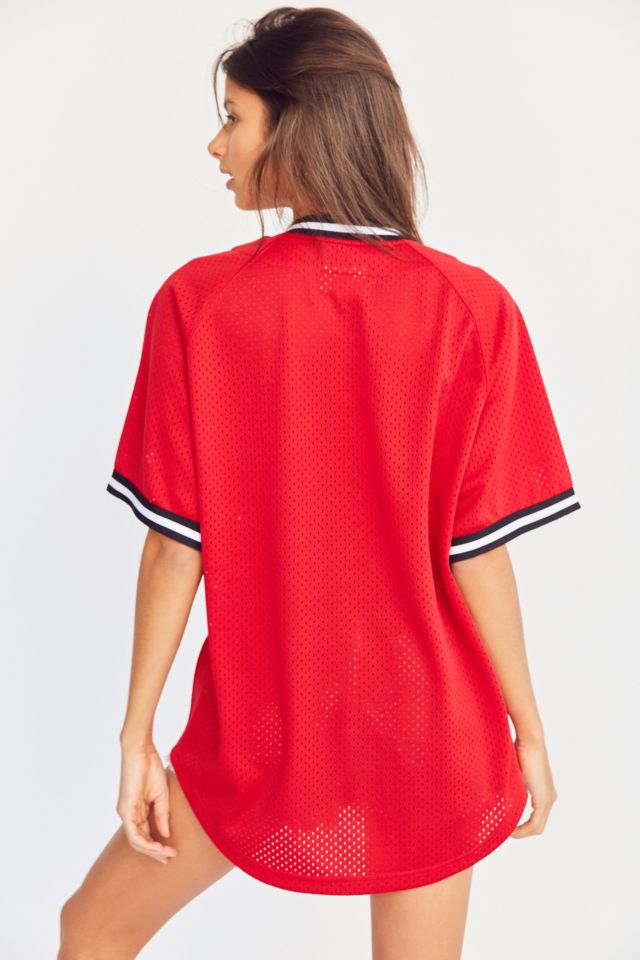 Maillot professionnel en maille boutonné à l'avant Mitchell & Ness #4