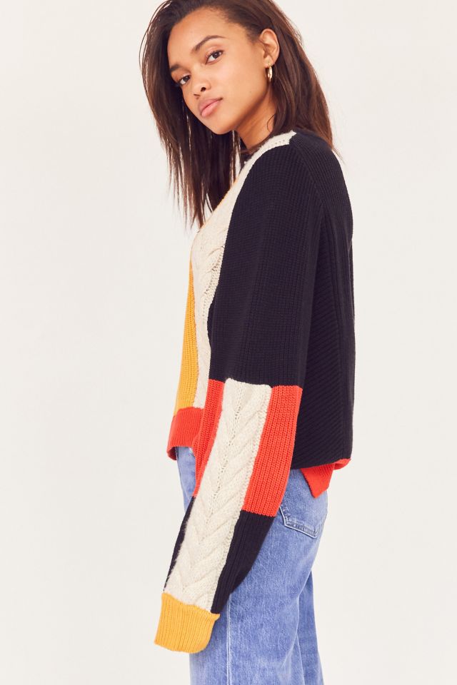 Ecote Mixed Stitch Colorblock Sweater Urban Outfitters