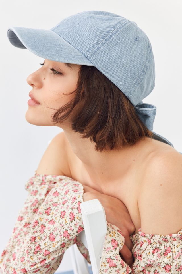Denim Tie-Back Baseball Hat #2