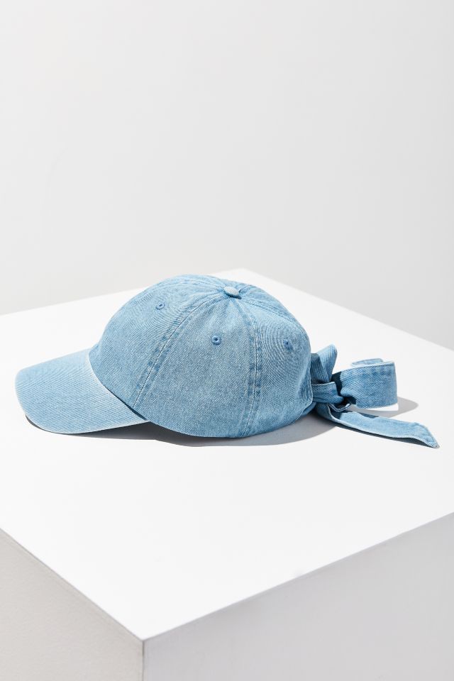 Denim Tie-Back Baseball Hat #3