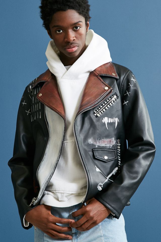 Custom Hand Painted Faux Leather Jacket #2
