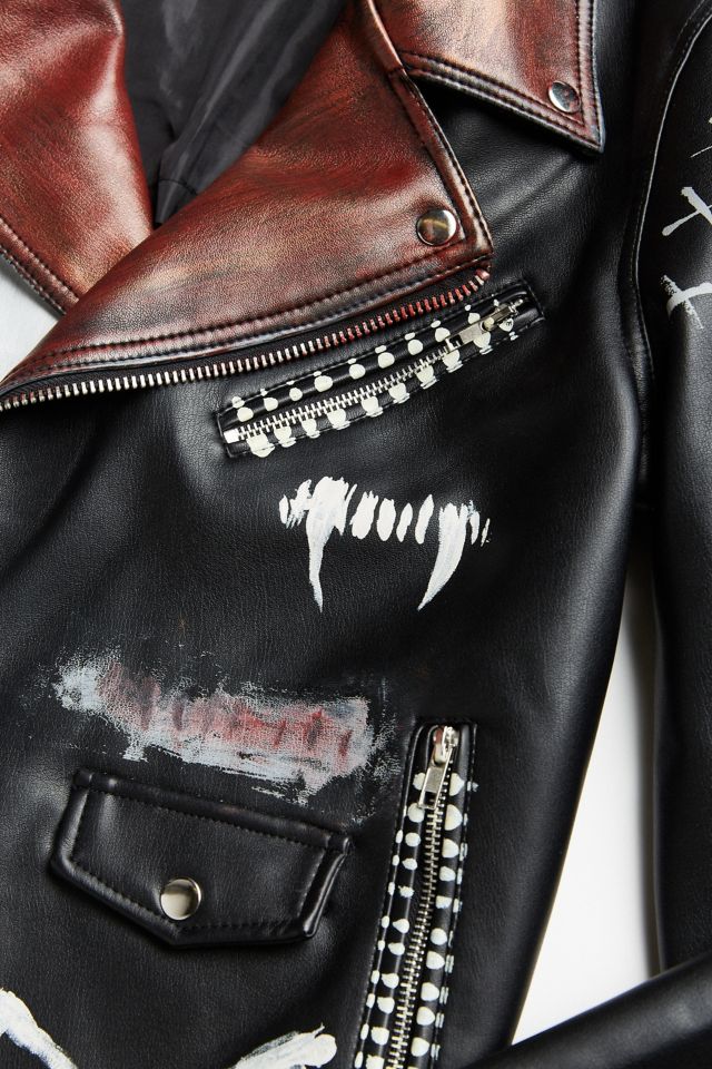 Custom Hand Painted Faux Leather Jacket #4