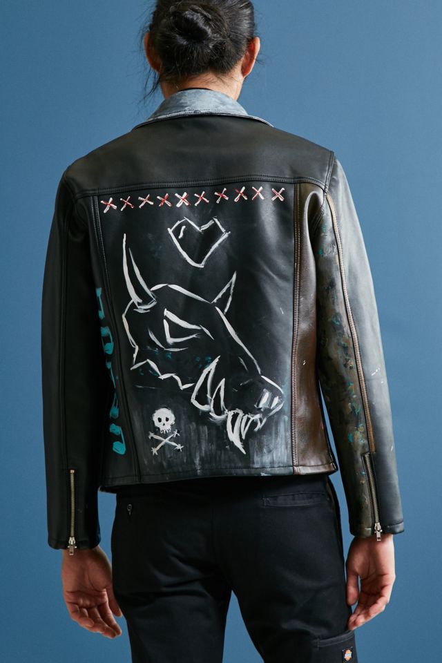 Custom Hand Painted Faux Leather Jacket #1