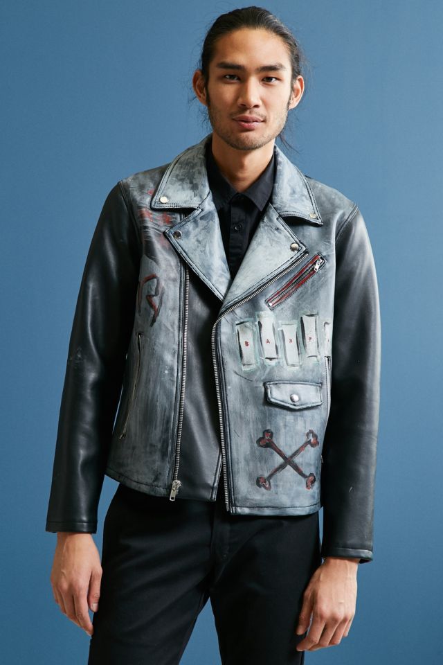 Custom Hand Painted Faux Leather Jacket #2