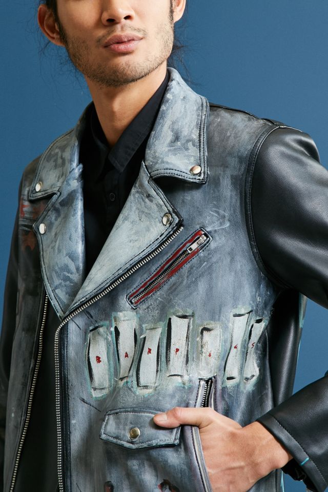 Custom Hand Painted Faux Leather Jacket #4