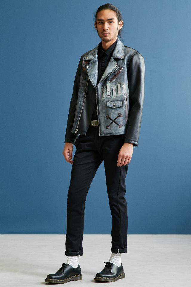 Custom Hand Painted Faux Leather Jacket #5