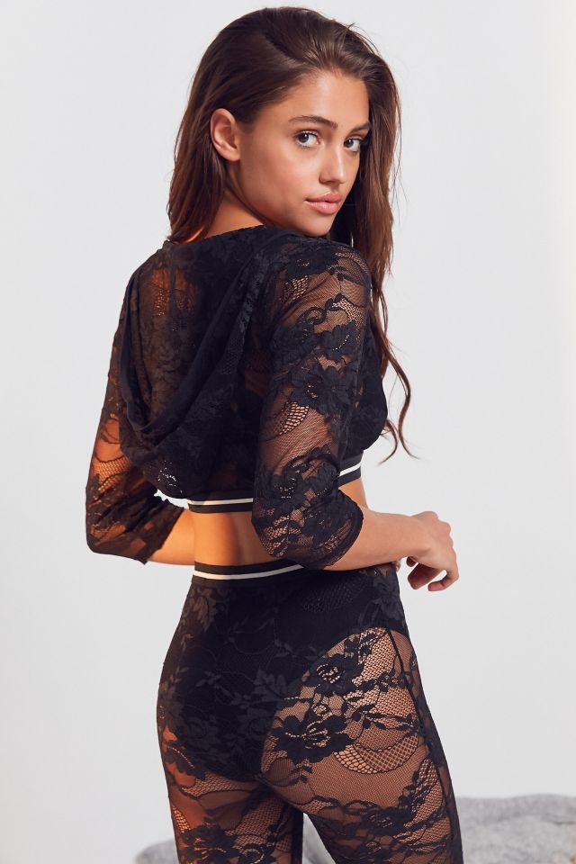 トップス out from under Hooded Sheer Lace Top トップス out from under Hooded Sheer Lace Top Out From Under