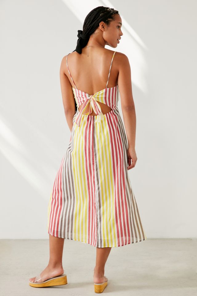 Cooperative Square-Neck Striped Midi Dress #1
