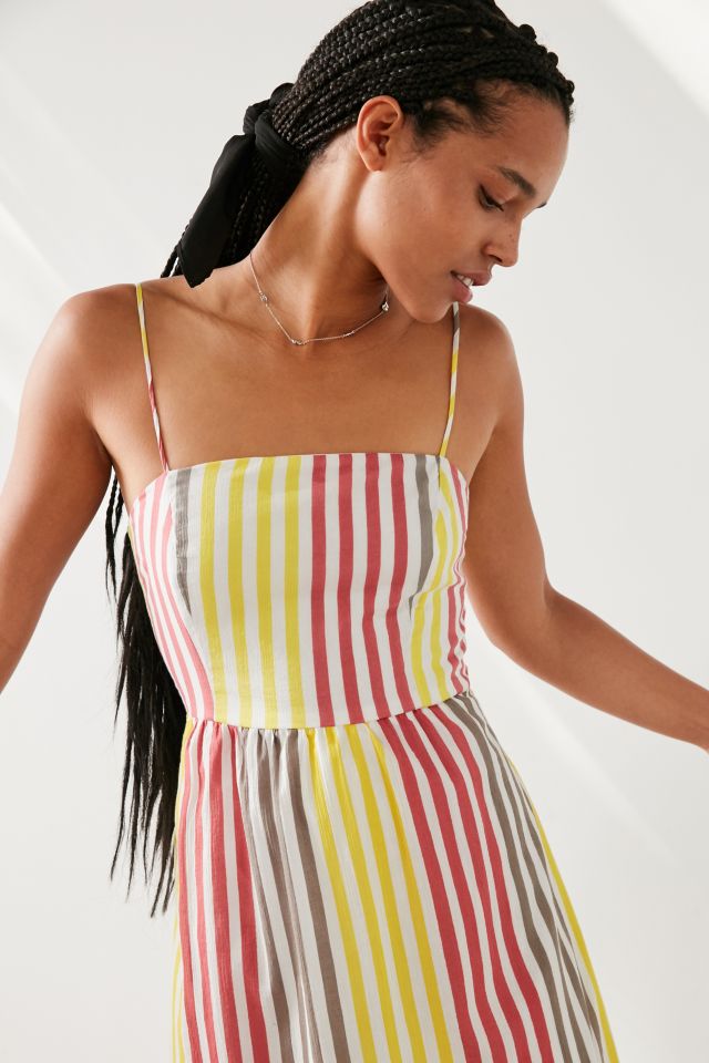 Cooperative Square-Neck Striped Midi Dress #2