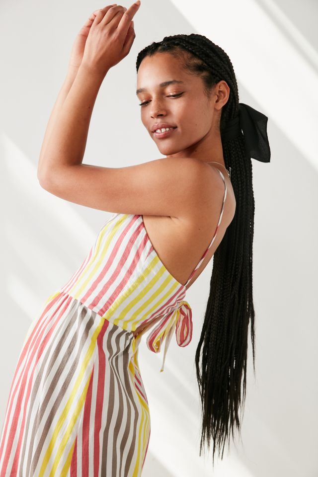 Cooperative Square-Neck Striped Midi Dress #3