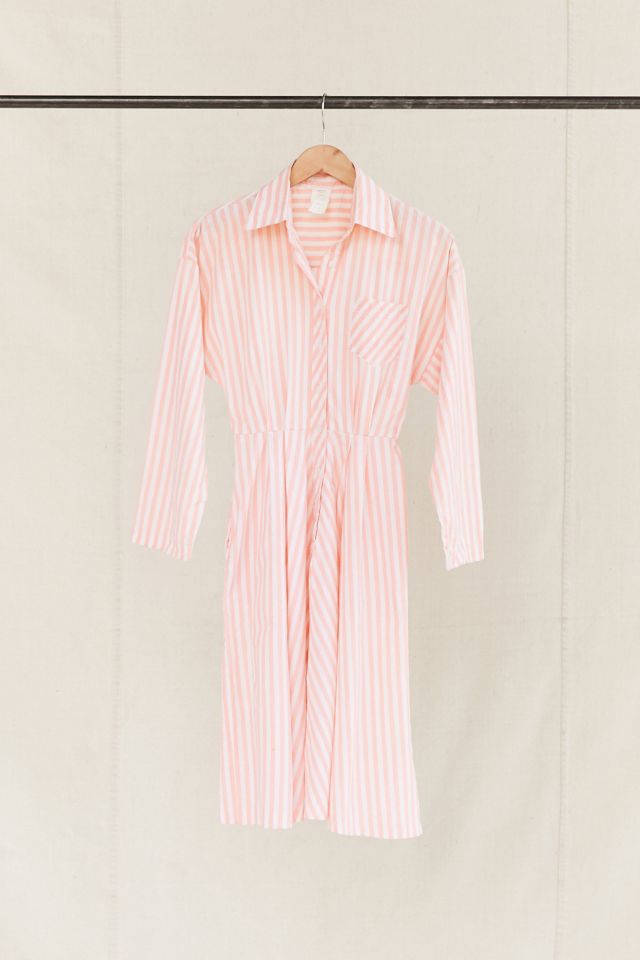 Pink and white store striped shirt dress