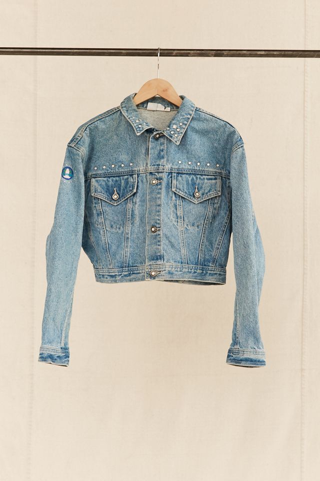 Vintage La Gear Rhinestone Cropped Denim Jacket | Urban Outfitters Canada