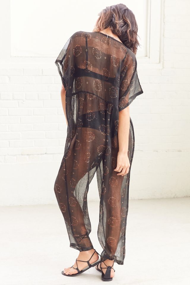 Ecote Tallulah Sheer Button-Down Jumpsuit #2