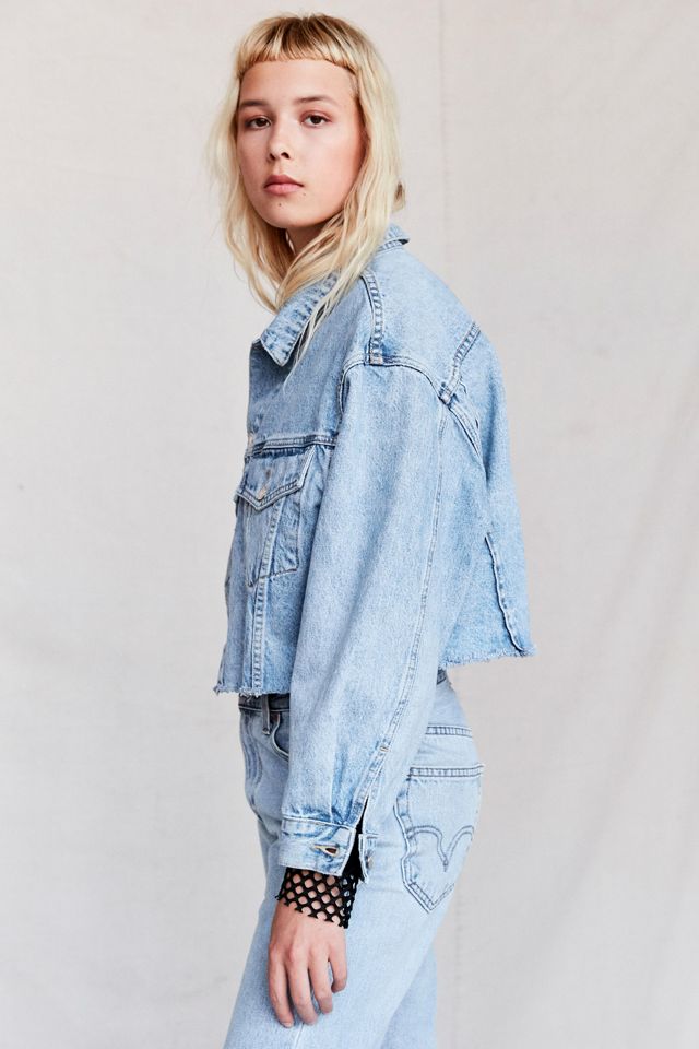 Urban Renewal Recycled Frayed Cropped Denim Jacket #4