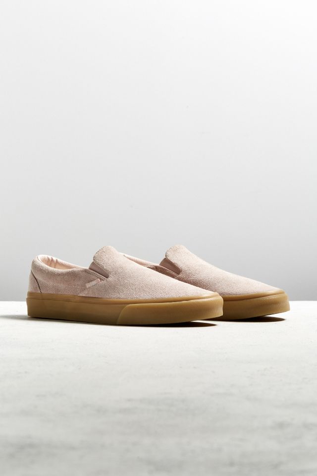 Tan suede cheap vans slip ons