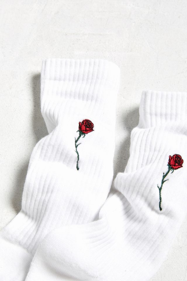 Chaussettes de sport avec rose brodée #1