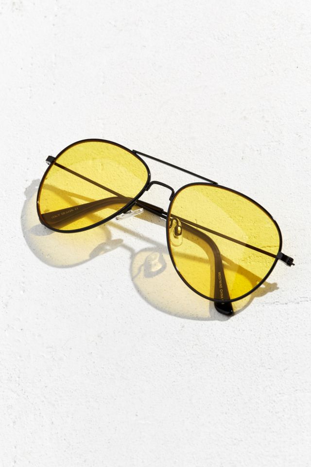 Yellow Lens Classic Aviator Sunglasses #4