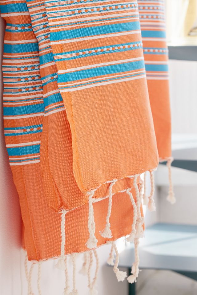 Tropical Cabana Stripe Fouta 2 Piece Beach Towel with Tassels main image 1