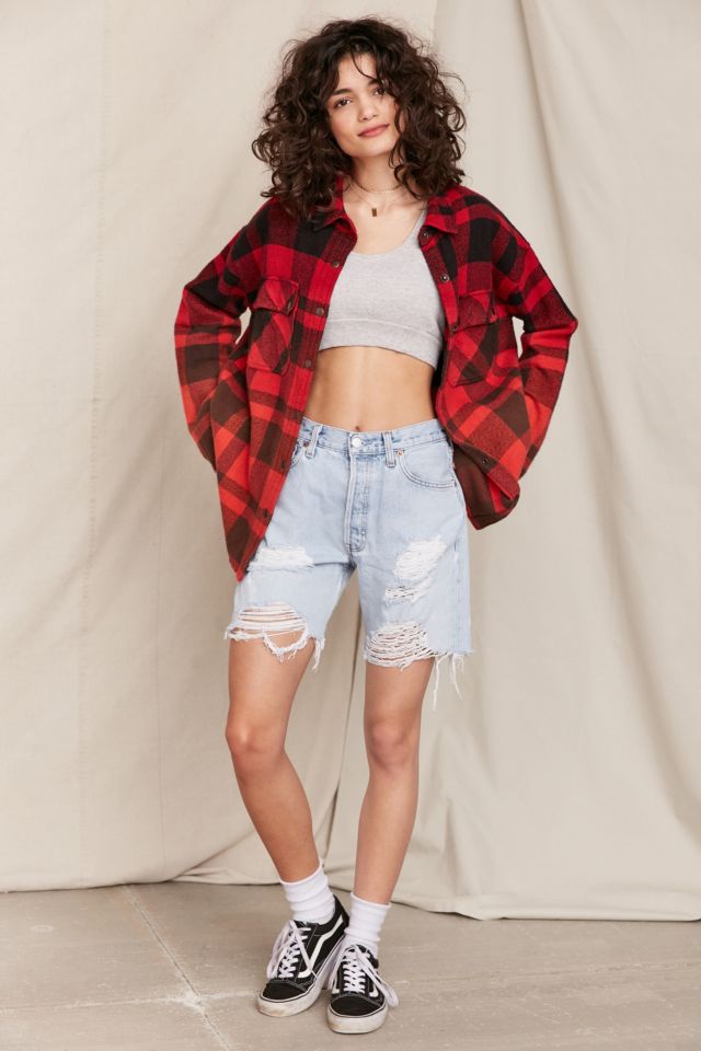 Urban Renewal Recycled Levi's Destroyed Denim Bermuda Short #3