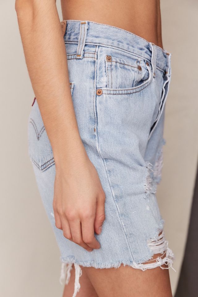 Urban Renewal Recycled Levi's Destroyed Denim Bermuda Short #4