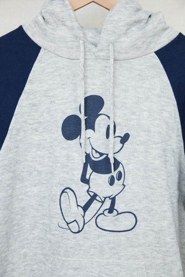 Vintage Mickey Mouse Raglan Sleeve Hoodie Sweatshirt #2
