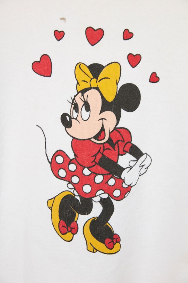 Vintage Minnie Mouse Hearts Crew Neck Sweatshirt #2