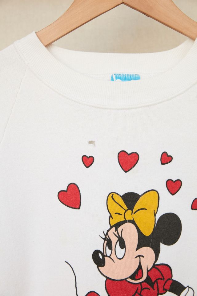 Vintage Minnie Mouse Hearts Crew Neck Sweatshirt #3
