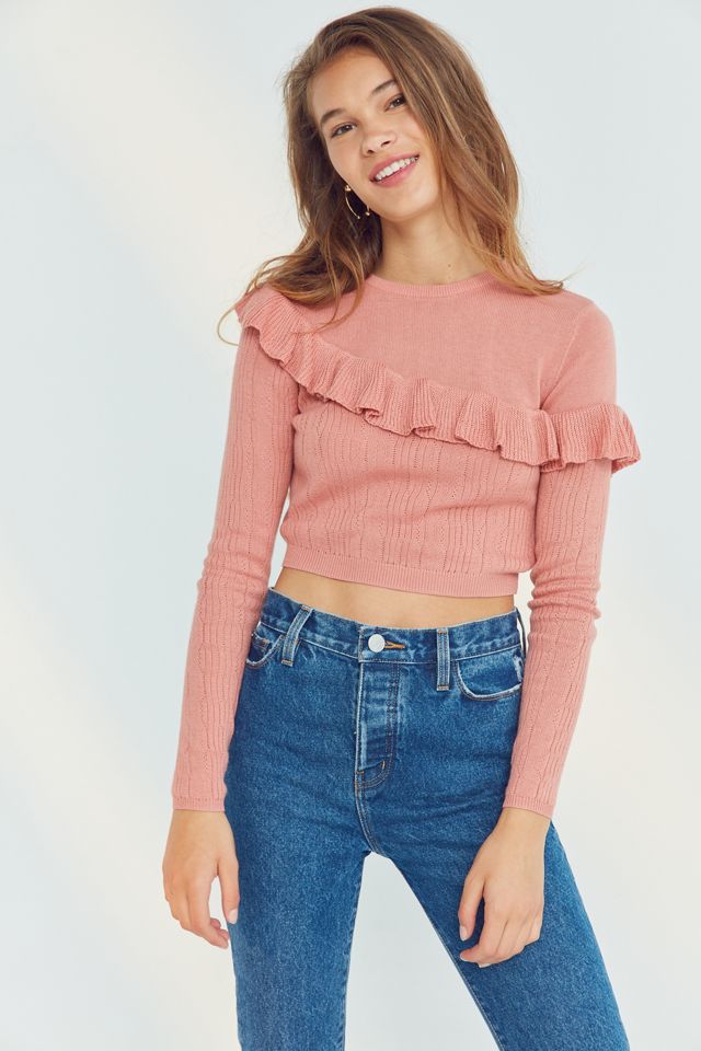 Kimchi Blue Ruffle Cropped Sweater #1