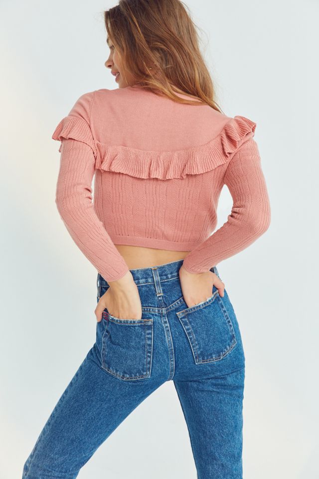 Kimchi Blue Ruffle Cropped Sweater | Urban Outfitters