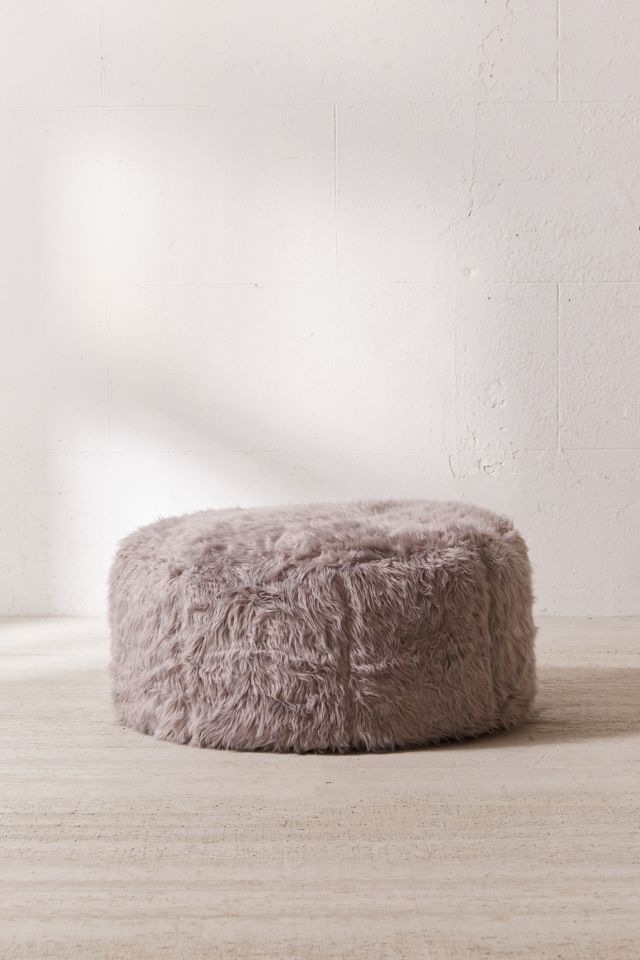 Aspyn Faux Fur Shag Ottoman #1