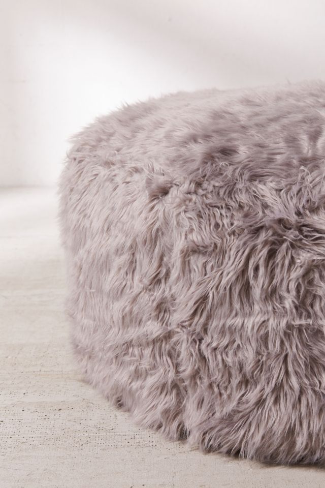 Aspyn Faux Fur Shag Ottoman #2
