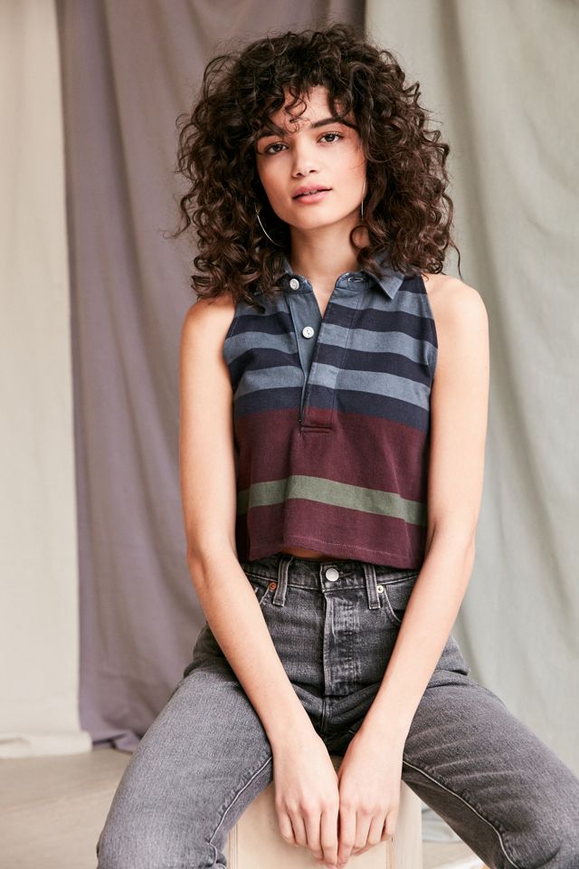 Urban Renewal Recycled Cropped Sleeveless Rugby Shirt | Urban Outfitters