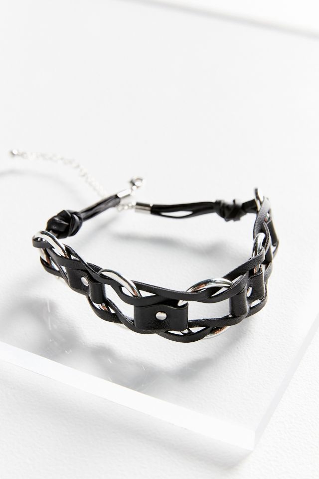 Looped Faux Leather Choker Necklace #2