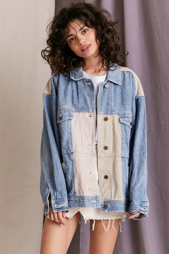 90s colorblock hot sale denim jacket