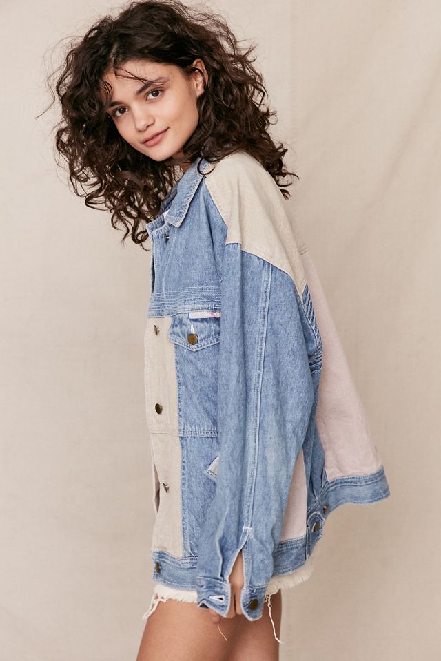 Vintage '90s Pastel Colorblock Denim Jacket | Urban Outfitters
