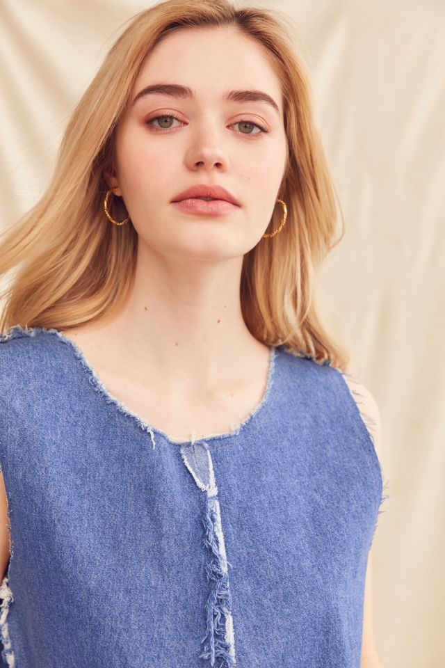 Urban Renewal Recycled Frayed Denim Cropped Top #5
