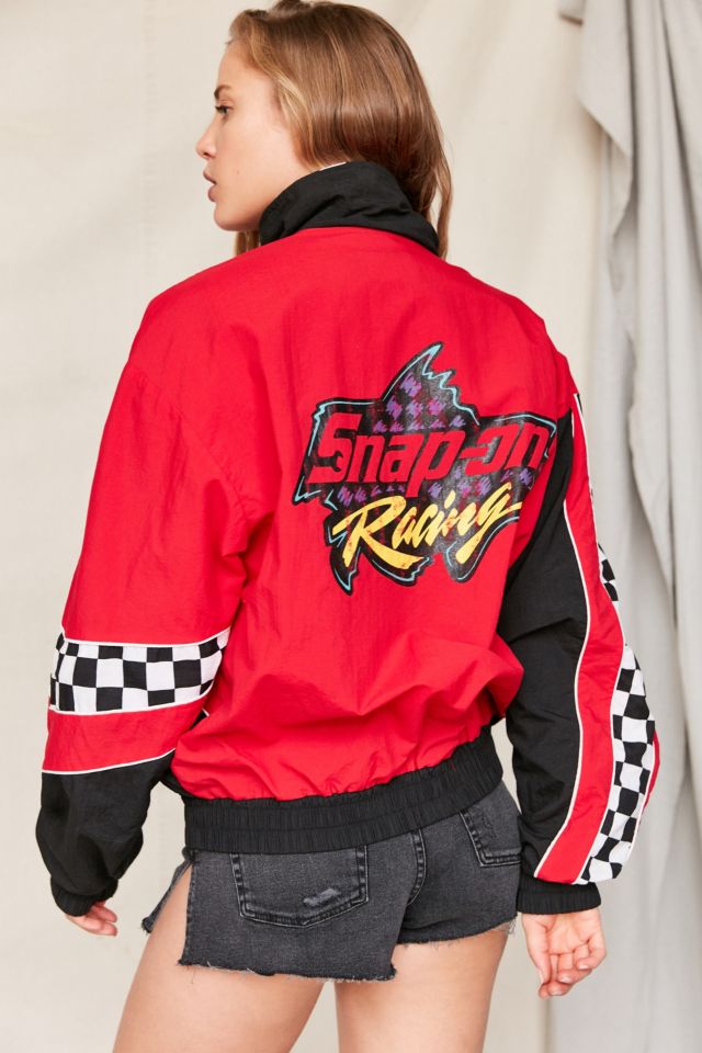 Vintage Snap-On Racing Checkered Windbreaker Jacket